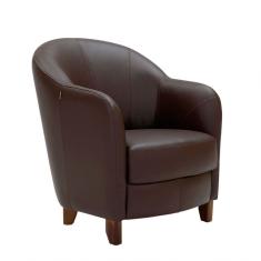 Poltrona Decorativa Sala de Estar Pés Madeira Kairós Couro Chocolate Gran Belo