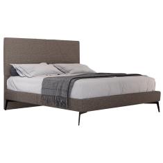 Cama Casal Com Cabeceira 145cm Pés Metálicos Elisa S05 Linho Marrom - Mpozenato