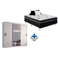Cama Box Conjugada Casal Ortobom Union + Guarda Roupa Veneza Luxo Bran