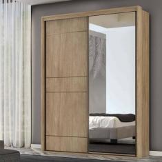 Guarda Roupa Solteiro MDF 2 Portas 1 com Espelho 170 cm Qualitá Belmax