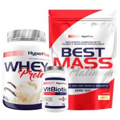 Kit Whey Protein 900g + BEST MASS 72K 3 kg + VIT BIOTIC 90 Cáps - Hyperpure-Unissex