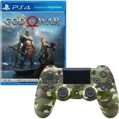 Controle Dualshock 4 Green Camouflage + Game God Of War Hits - PS4