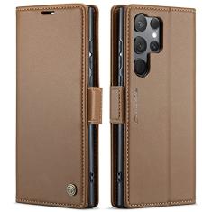 QLTYPRI Capa carteira para Samsung Galaxy S23 Ultra, capa flip magnética de couro PU premium com [bloqueio RFID] com compartimentos para cartão de crédito, suporte, à prova de choque, capa protetora