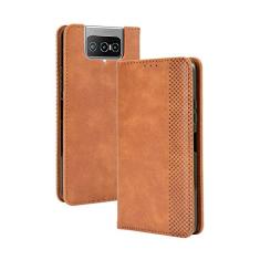 Capa para Asus Zenfone 7 ZS670KS, capa flip carteira de couro para Asus Zenfone 7 ZS670KS, capa magnética retrô para celular, capa carteira com compartimentos para cartão