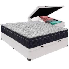 Cama Box Baú Branco e Colchão Airtech 150 Espuma D45 Viúvo Ortobom