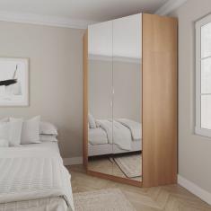 Guarda Roupa de Canto Closet com 6 Prateleiras e Portas de Espelho Modular Hera Cabecasa