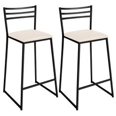 Conjunto De 2 Banquetas Alta Lisboa De Aço De Carbono Branco Gelo