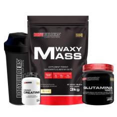 Kit Hipercalórico Waxy Mass 3kg + Glutamina 300g + Power Creatina 100g