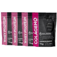 Kit: Whey Protein Concentrado 3Kg + Colágeno Hidrolisado 1Kg - 100% Importado - Soldiers Nutrition-Unissex