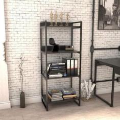 Estante de Livros Industrial Aço 60cmx145cm 4 Prateleiras Kuadra - Com