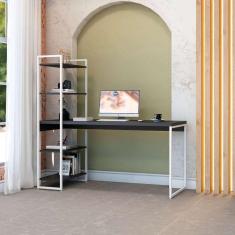 escrivaninha com estante studio preta e branca 150x147 cm