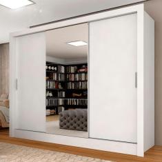 Guarda Roupa Casal Layla 3 Pts Espelho Central Branco - M vei
