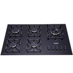 Cooktop a Gás 5 Bocas Preto com Mesa de Vidro e Tripla Chama Dako Dipl