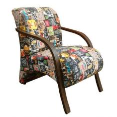 Poltrona Vênus Estampas Florais 01 Lugar Braço Madeira Retrô