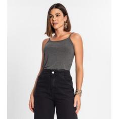 Blusa de Alça Feminina Viscotorcion Básica Rovitex Cinza, G, Cinza