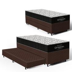 Cama Box com Colchao de Espuma D45 Ortobom Airtech 150 + Auxiliar de Espuma Unique Solteiro 88cm