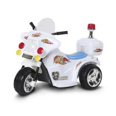 Mini Moto Eletrica Infantil Policia 6V 18W Branca BW006BR Importway