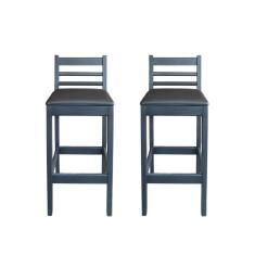 Kit 2 Banqueta Fixa Estofada de Madeira Premium