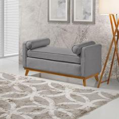 Recamier Italia 1,50M com Base Madeira Linho Sofatec, Prata