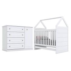 Berço Montessoriano E Cômoda Infantil Americano Branco Hp - Henn