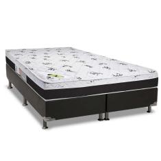 Cama Box Queen: Colchão Espuma Luckspuma D33/Ag65 Aspen Super Firme + Base Crc Suede Black(158X198)