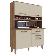 Cozinha Compacta Sofia 4 Portas 2 Gavetas Imop Móveis Nogal-off White