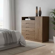 Cômoda Made Marcs Braga 5 Gavetas 1 Porta 1 Nicho - 120cm de Largura