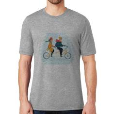 Camiseta Casal  Bicicleta - Foca na Moda, Cinza, GG