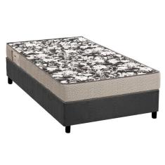 Conjunto Box Solteiro: Colchão Espuma Ortobom D26 Physical Ultra Resistente + Base Crc Suede Gray (78x188)