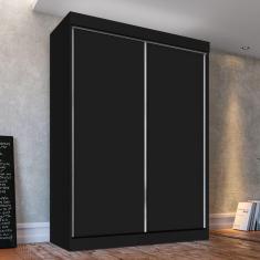 Guarda Roupa Solteiro 2 Portas de Correr 2 Gavetas Peônia Yescasa Preto