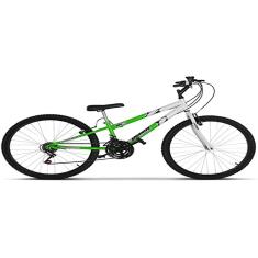 Bicicleta de Passeio Ultra Bikes Esporte Bicolor Rebaixada Aro 26 Reforçada Freio V-Brake – 18 Marchas Verde Kw/Branco