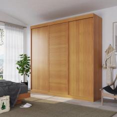 Guarda Roupa Casal 3 Portas de Correr Samambaia CabeCasa MadeiraMadeira Carvalho