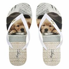 Chinelo Pet Feminino Cachorrinho com Chapéu, Magicc