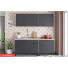 Kit de Cozinha Completa 4 Peças Firenze (2 Aéreos+2 Balcões) CP08 Avena/Grafito - Demóbile