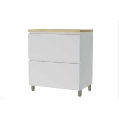 Balcão de Cozinha Rainha 1 Porta e 1 Gaveta c/ Tampo 80cm Branca/Nature - Nesher