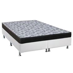Cama Box Queen: Colchão Anatômico Ortobom D33/EP Fort Tech ISO 100 + Base CRC Suede White(158x198)