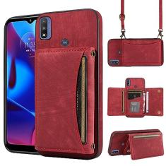 Capa de telefone para Motorola Moto G Power 2022/MotoG Play 2023/G Pure 2021 capa carteira com alça de ombro transversal e bolso de couro para cartão de crédito fino XT2165DL XT2163DL XT2165-5