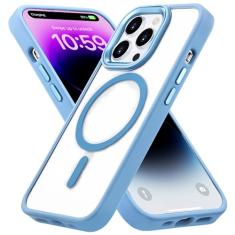 Gyizho Capa magnética para iPhone 13 Pro, [teste de queda de grau militar] [compatível com MagSafe] Capa protetora fina, capa translúcida fosca à prova de choque 13 Pro capa de telefone 15.5 cm, azul