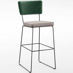 Banqueta Alta Cozinha Allana L02 Verde Musgo Bege