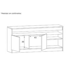 Conjunto Rack para Tv até 48 Polegadas 2 Portas e Mesa de Centro 1 Nicho Estação Estilare Madeirado/off White