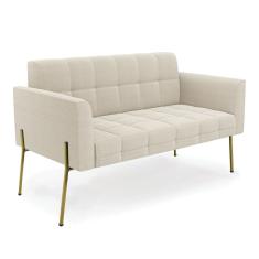 Sofá Namoradeira 2 Lugares Pé Ferro Dourado Elisa Bouclê Bege D03 - D`Rossi
