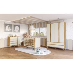 Quarto Completo Bebe Moveis Peroba Berço 3x1 Theo MDF