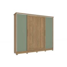 Guarda Roupa Casal 4 Portas de Correr e 4 Gavetas c/ Pés CB03N565 Flex Nogueira/Macadamia ou Verde - Kappesberg