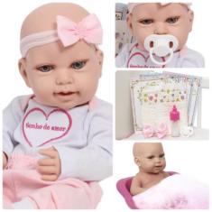 Boneca Tipo Reborn Menina 43cm Com Acessórios Princesa Linda - Cegonha