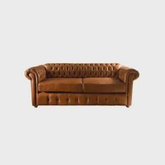 Dois Sofás Chesterfield Capitone Luis xv Vicenzo Couro Eco Caramelo 1,80M / Decoracao, sala tv estar, recepçao
