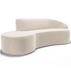 Sofá 4 Lugares Curvo Living Firenze Direito D02 Veludo Bege 260cm C-309 - Lyam