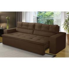 Sofá Retrátil e Reclinável 2 lugares com Molas 1,80m Veronica Suede Marrom Madelina