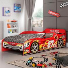 Cama Infantil Evolution Car Móveis Estrela Cor Vermelho - Móveis Leartam
