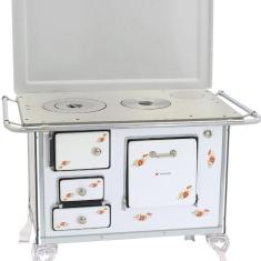 Fogão A Lenha Tradicional Venâncio 01 Com Tampa Branco Florido 1dftbr