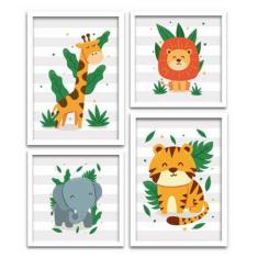 Conjunto Quadros Decorativos 4 peças Mini Safari - SHD  Soleil Home De